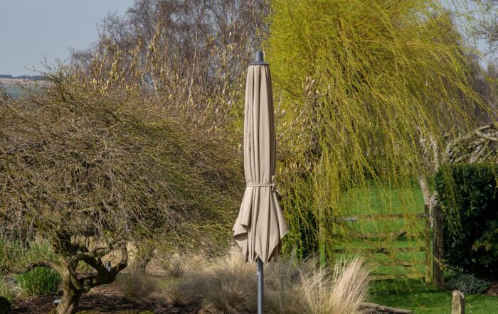 Pacific Lifestyle Riva 3mt Taupe Parasol With 40kg Ceramica Wheeled Base