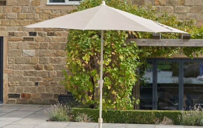 Pacific Lifestyle Riva 3mt Sandstone/Champagne Parasol With 40kg Ceramica Wheeled Base