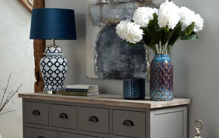 Hill Interiors Seville Large Indigo Scalloped Vase