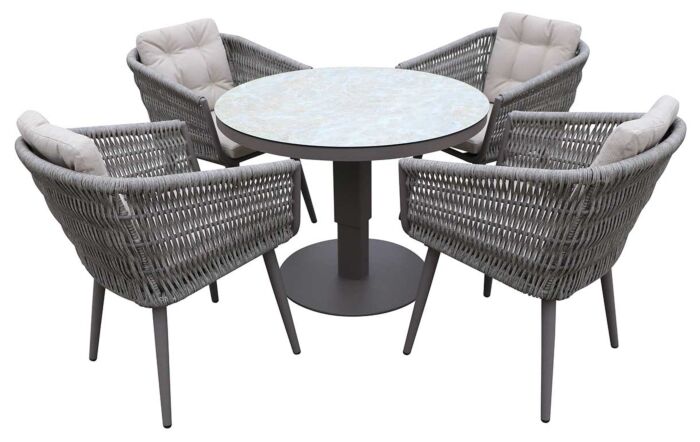 JB Furniture Exclusive Seychelles Round 4 Seat Dining Set with Adjustable Table - Cappuccino
