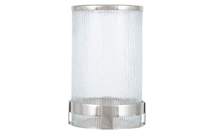 Pacific Lifestyle Silver Metal And Clear Textured Glass Hurricane