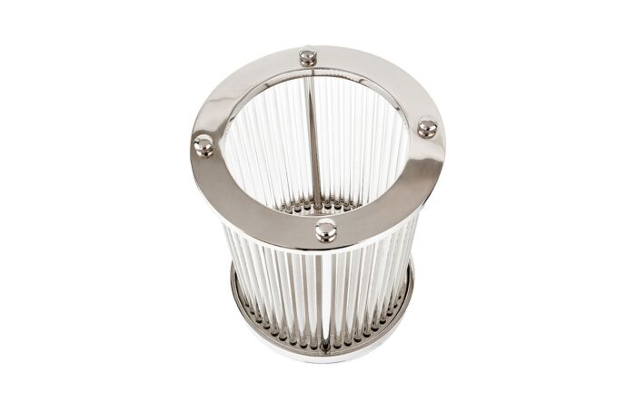 Pacific Lifestyle Silver Metal And Clear Textured Glass Large Hurricane