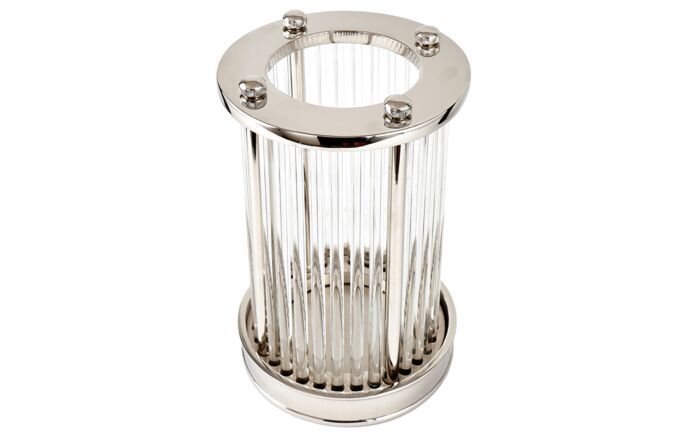 Pacific Lifestyle Silver Metal And Clear Textured Glass Small Hurricane