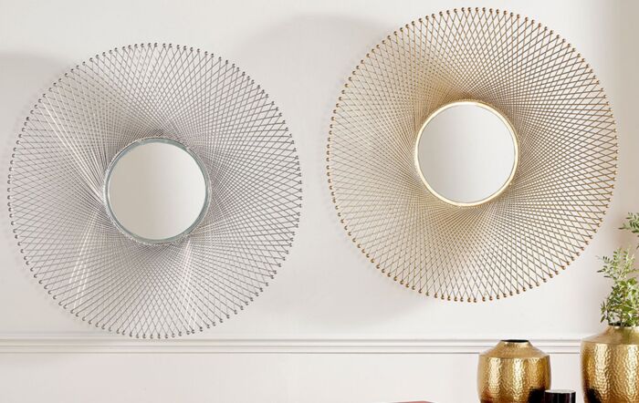 Pacific Lifestyle Silver Metal Fretwork Round Wall Mirror