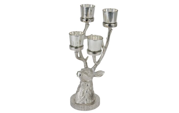 Hill Interiors Silver Stag Four Tealight Holder