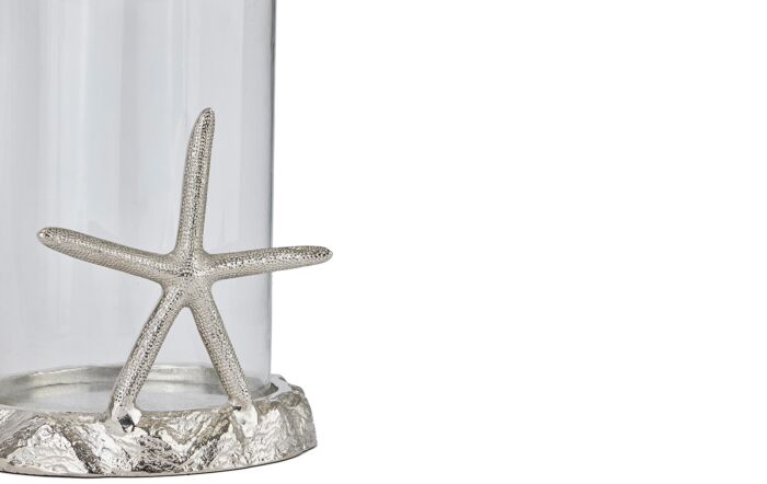 Hill Interiors Silver Starfish Candle Hurricane Lantern