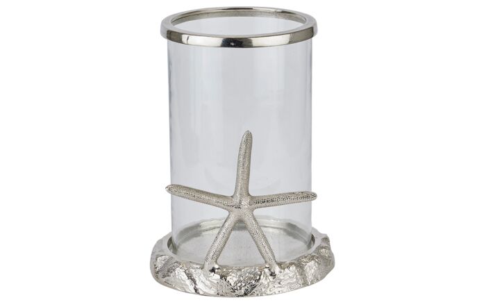 Hill Interiors Silver Starfish Candle Hurricane Lantern