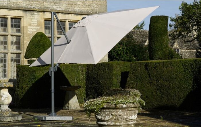 Bramblecrest Chichester 3M Square Crank Handle Parasol Including Granite Base And Cover