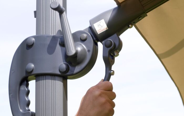 Bramblecrest Chichester 3M Round Crank Handle Parasol with Granite Base and FREE Cover - Sand