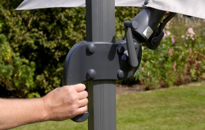 Bramblecrest Chichester 3M Square Crank Handle Parasol with Granite Base and FREE Cover - Grey