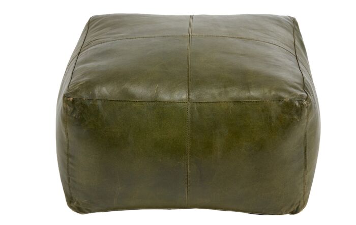 Pacific Lifestyle Matteo Sage Green Leather Square Pouffe