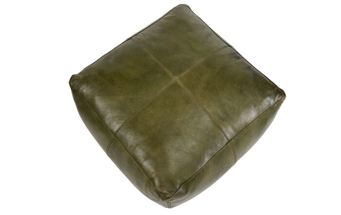 Pacific Lifestyle Matteo Sage Green Leather Square Pouffe