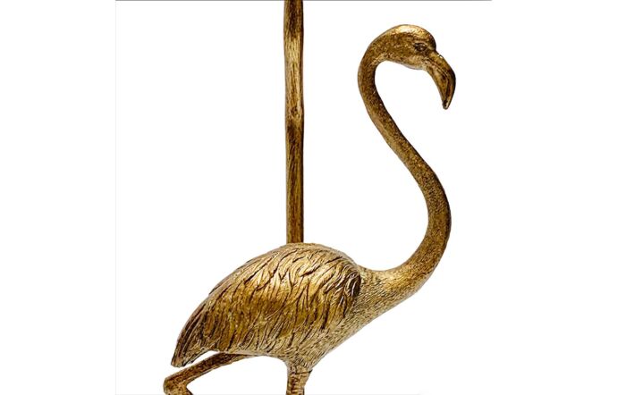 Hill Interiors Antique Gold Flamingo Lamp With Cayenne Velvet Shade