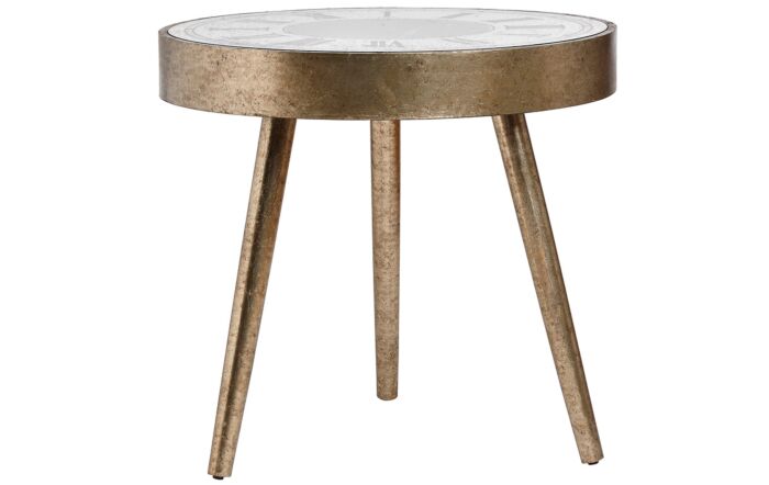 Hill Interiors Mirrored Round Framed Clock Table With Moving Mechanism