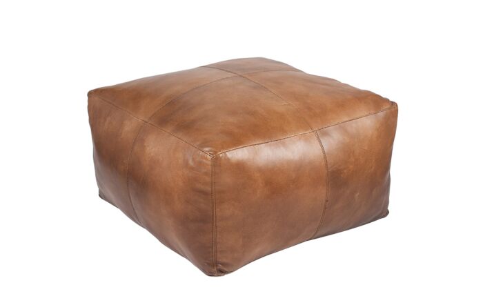 Pacific Lifestyle Matteo Natural Tan Leather Square Pouffe