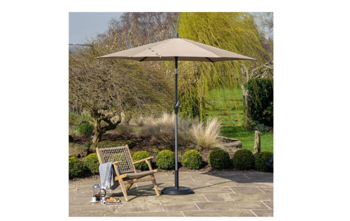 Pacific Lifestyle Riva 2.5 Round Taupe Parasol & 25kg Base
