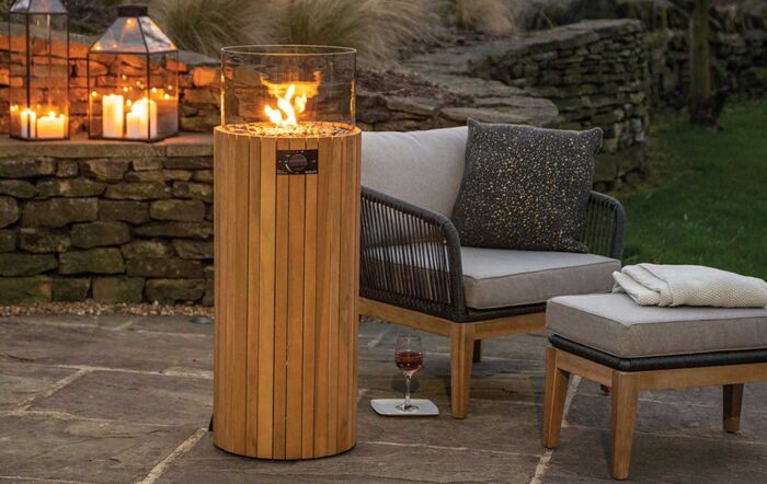 Pacific Lifestyle Cosiscoop Pillar Teak Fire Lantern