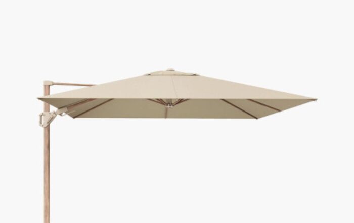 Pacific Lifestyle Challenger Teak T2 3m Square Champagne Free Arm Parasol With 90kg Wheeled Base