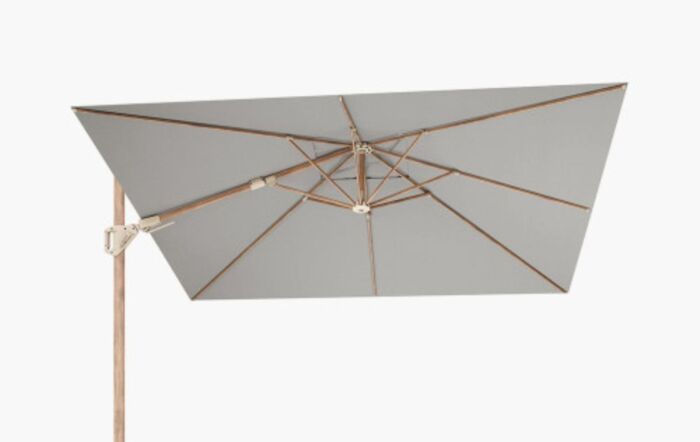 Pacific Lifestyle Challenger Teak T2 3m Square Manhattan Grey Cantilever Parasol With 90kg Wheeled Base