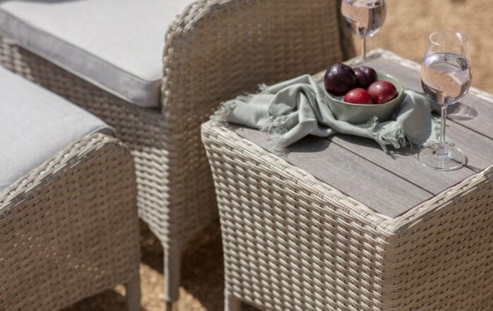 Bramblecrest Tetbury Rattan Garden Recliner Chair Set with Side Table - Nutmeg