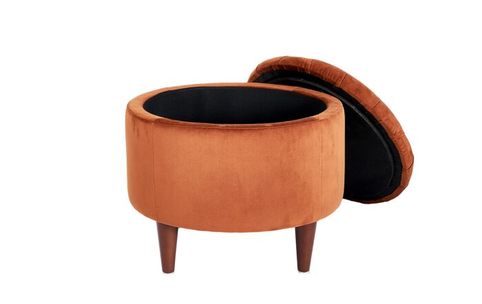 Pacific Lifestyle Alena Tobacco Velvet Buttoned Pouffe with Storage