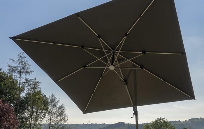 Bramblecrest Truro 3M Square LED Grey Parasol inc Granite Base -  FREE cover