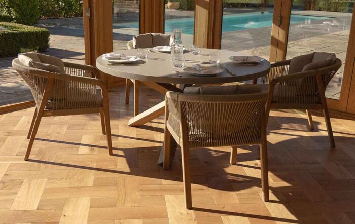 Maze Martinique Rope Weave 4 Seat Round Dining Set 