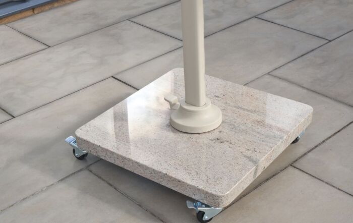 Platinum Glow Challenger T2 3m Square Sandstone-Champagne Cantilever Parasol with 90kg Venezia Granite Base