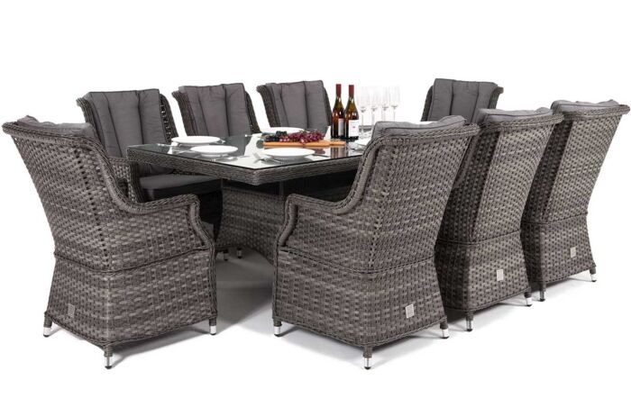 Maze Victoria 8 Seat Rectangle Dining Set with Square Chairs