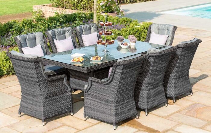 Maze Victoria 8 Seat Rectangle Dining Set with Square Chairs
