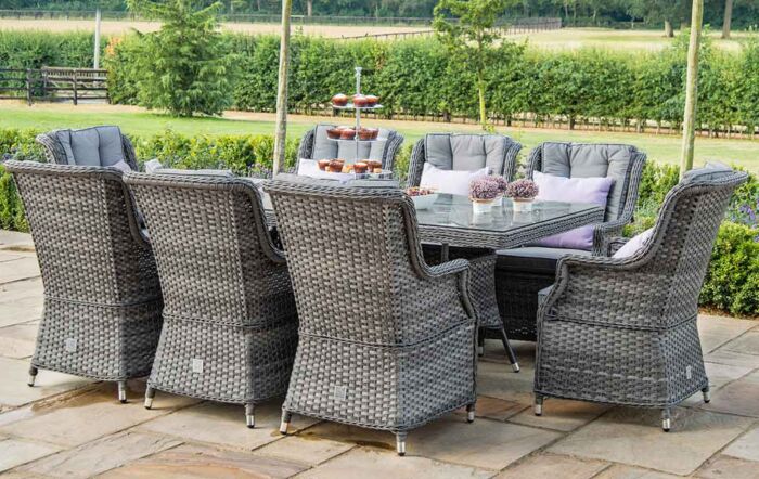 Maze Victoria 8 Seat Rectangle Dining Set with Square Chairs