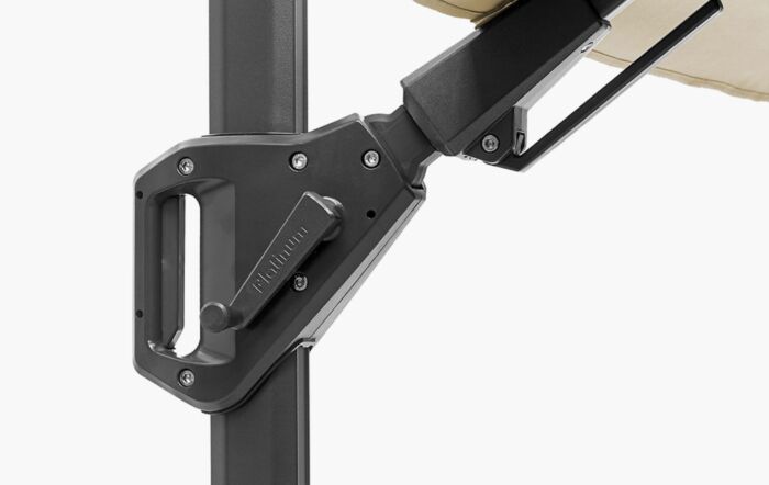 Pacific Lifestyle Voyager T2 2.7m Square Champagne Free Arm Parasol & 90kg Wheeled Granite Base