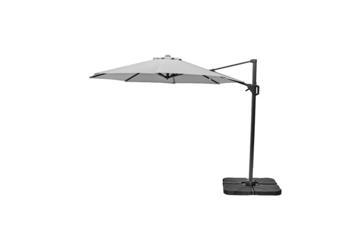 Pacific Lifestyle Voyager T1 3m Round Luna Grey Free Arm Parasol With 90kg Wheeled Base