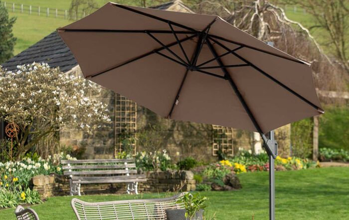 Pacific Lifestyle Voyager T1 3m Round Taupe Parasol with 90kg Granite Base
