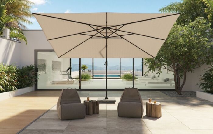 Pacific Lifestyle Voyager T1 3m x 2m Rectangular Taupe Free Arm Parasol With 90kg Wheeled Base & FREE Cover main product photo