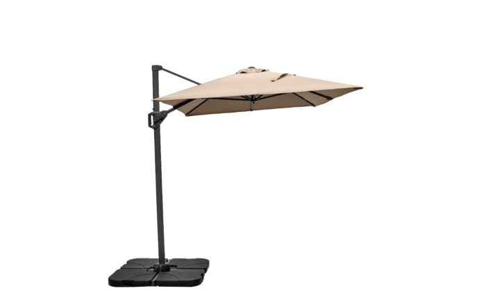Pacific Lifestyle Voyager T1 3m x 2m Rectangular Taupe Free Arm Parasol With 90kg Wheeled Base