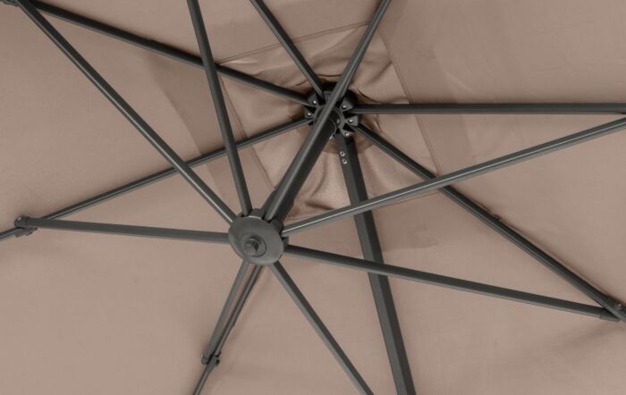 Pacific Lifestyle Voyager T2 2.7mt Free Arm Parasol Taupe With 90kg Wheeled Base