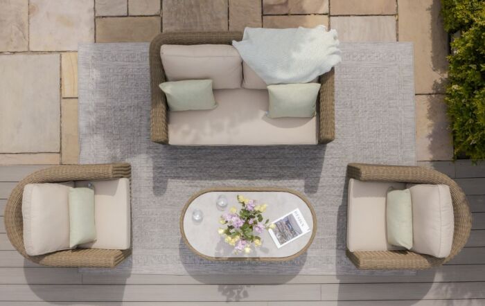 Maze Winchester Garden 2 Seat Sofa Set With Ceramic Glass Topped Table