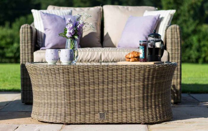 Maze Winchester Garden 2 Seat Sofa Set With Ceramic Glass Topped Table