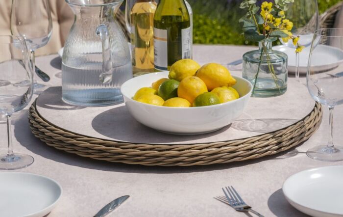 Maze Winchester 6 Seat Round Dining Set With Lazy Susan, Heritage Chairs & Ceramic Glass Topped Table