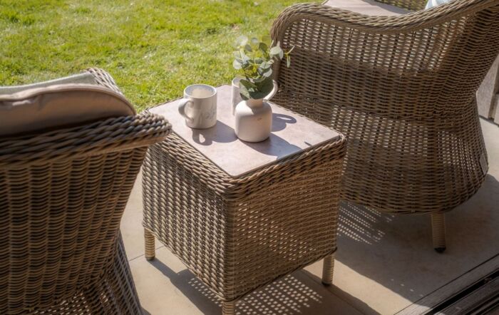 Maze Winchester Rattan Garden Set With Ceramic Glass Topped Table