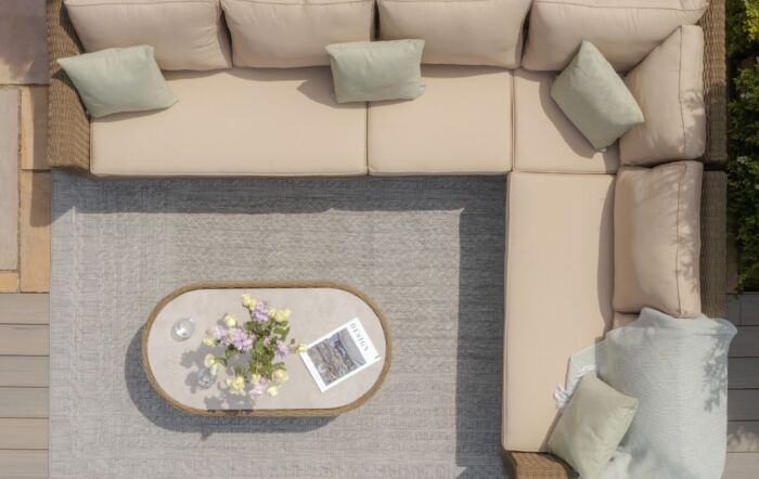 Winchester Large Garden Corner Sofa Set With Ceramic Glass Topped Coffee Table