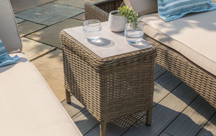 Maze Winchester Rattan Sunbed Set With Ceramic Glass topped Table