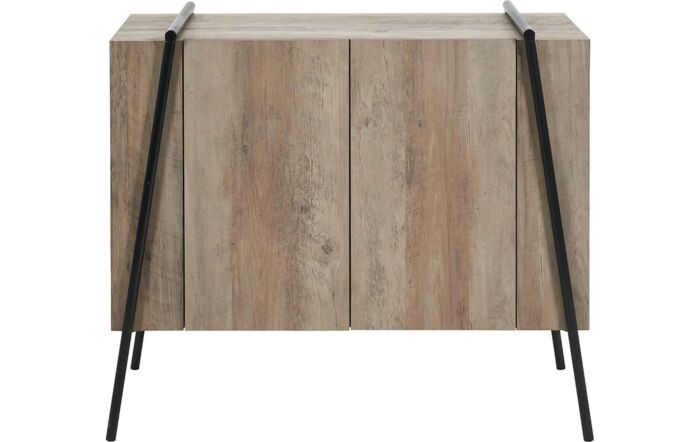 Pacific Lifestyle Osato Light Brown Wood Veneer and Black Metal 2 Door Sideboard
