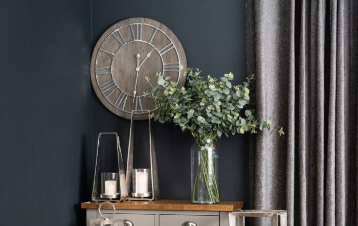 Hill Interiors Wooden Clock with Nickel Detail Hill Interiors Wooden Clock with Nickel Detail