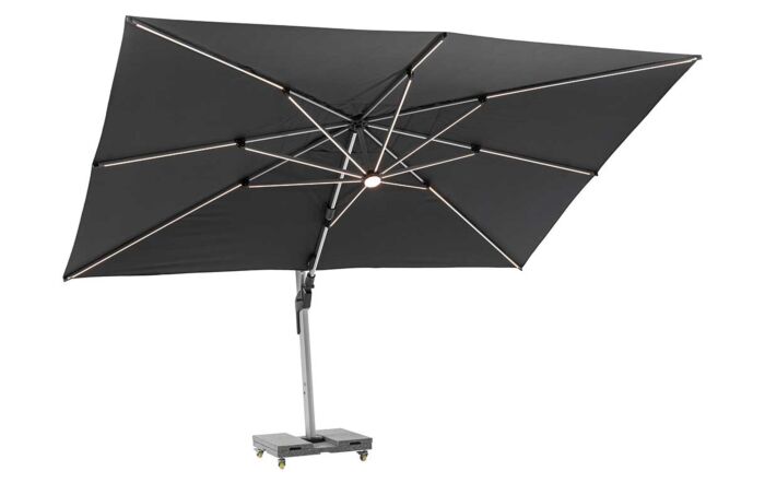 Bramblecrest Worcester 4m x 3m Rectangle Cantilever LED Parasol with Cover - Grey