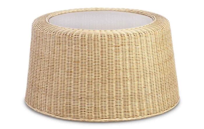 Natural Woven Rattan Round Coffee Table