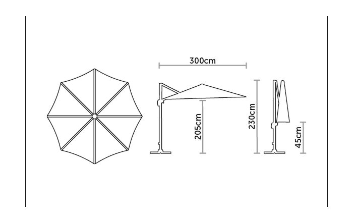 Bramblecrest Chichester 3M Round Crank Handle Parasol with Granite Base and FREE Cover - Sand