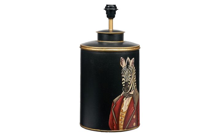 Pacific Lifestyle Zebra Black Hand Painted Metal Table Lamp