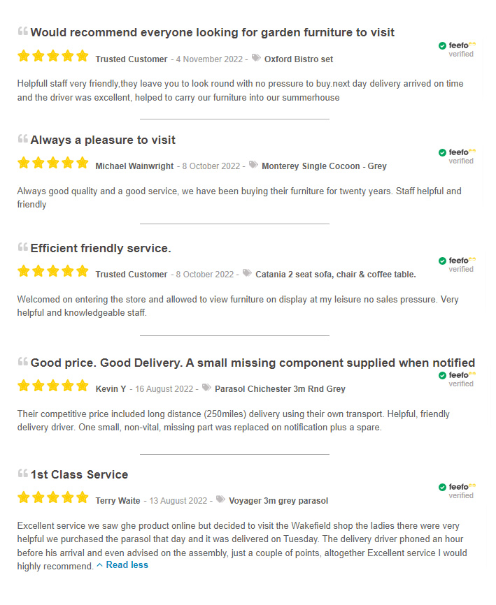 Some of our favourite Feefo reviews